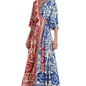 Farm Rio Pineapple Garden Two-Toned Wrap Dress XS